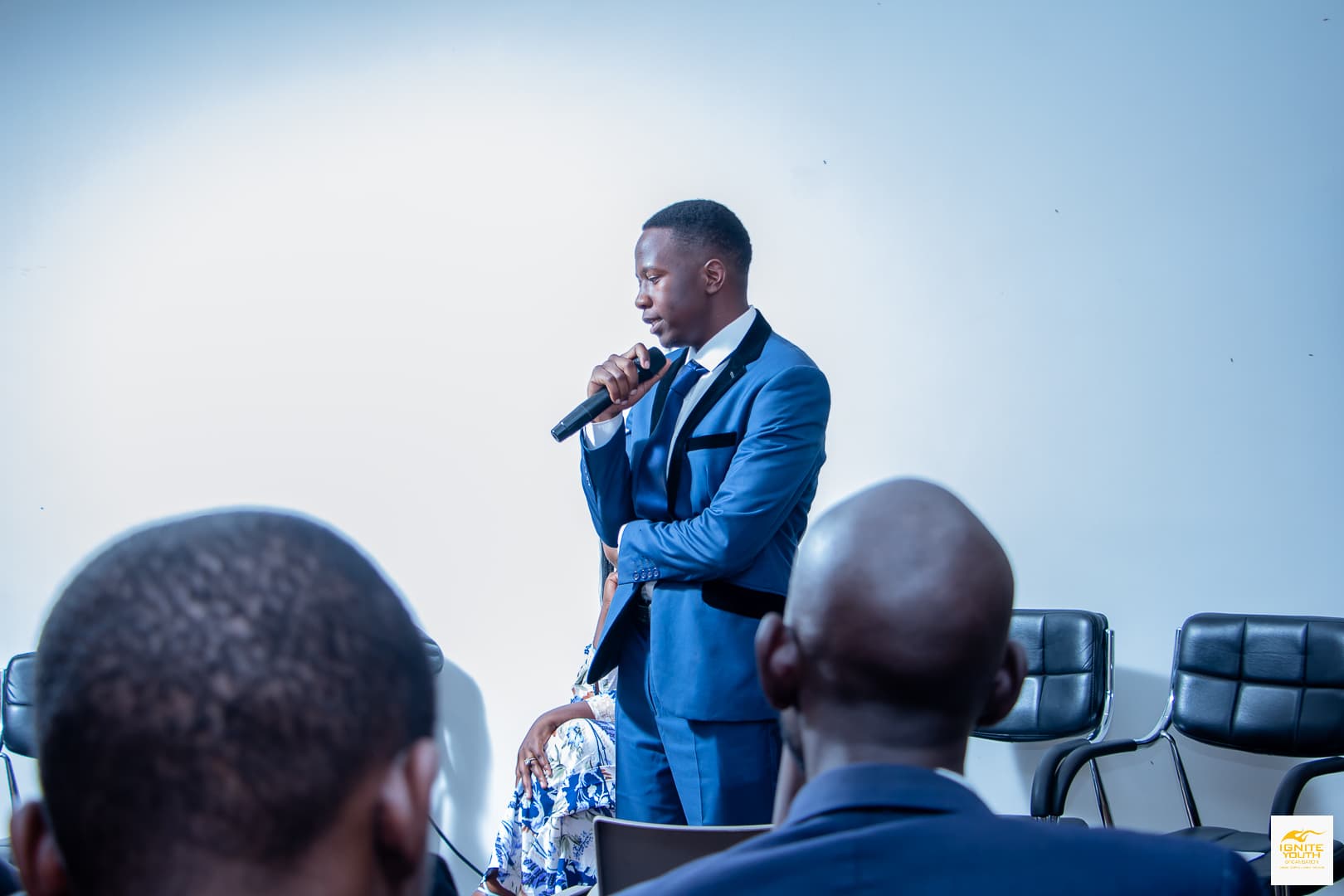 Speaking on stage