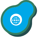 Site Lock extension icon: a cyan blob with a green outline and a white globe glyph at its centre