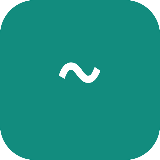 wa-tui brand mark: a white monospace tilde on a rounded teal square